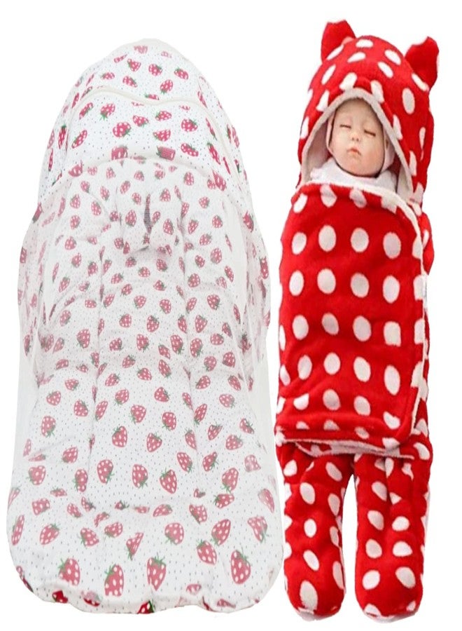 First Kick Baby Bedding Set New Born Combo Pack of Super Soft Wrapper Blanket and Baby Bedding Set with Mosquito Net for Baby Boys, Baby Girls, Babies (78cm x 45cm, 0-6 Months) Combo of 2 - Image 1
