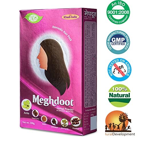 Meghdoot Ayurvedic Herbal Powder for Dandruff Control  Oily Scalp Enriched with Amla Reetha Shikakai Methi Nagarmotha Bhringraj 100 Natural Sulphate  Paraben Free 200g Each Pack of 3 - Image 4