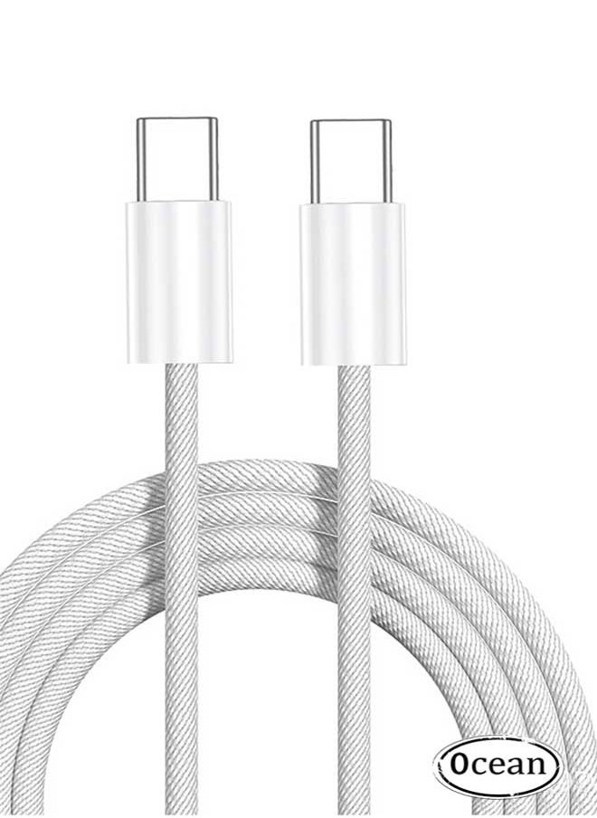 Ocean - 60W PD Fast Charging Data Cable, Type-C To Type-C, Suitable for Apple iPhone 16/Plus/Pro/Pro Max, iPhone 15 Full Series, MacBook, iPad Pro/Air, and More, 1.5M Long (Grey/White) - Image 1