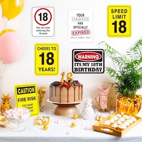 WERNNSAI 18th Birthday Party Decorations - 9PCS Wall Signs Funny Tags for Teens 18 Years Old Party Decor 18th Party Banner Table Centerpieces Door Wall Windows Signs Picture Props for Boys Girls - Image 3