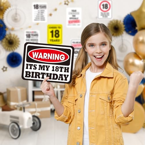 WERNNSAI 18th Birthday Party Decorations - 9PCS Wall Signs Funny Tags for Teens 18 Years Old Party Decor 18th Party Banner Table Centerpieces Door Wall Windows Signs Picture Props for Boys Girls - Image 5