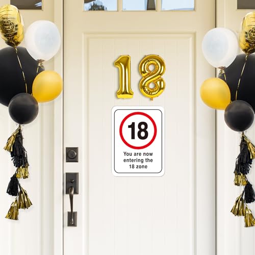 WERNNSAI 18th Birthday Party Decorations - 9PCS Wall Signs Funny Tags for Teens 18 Years Old Party Decor 18th Party Banner Table Centerpieces Door Wall Windows Signs Picture Props for Boys Girls - Image 4
