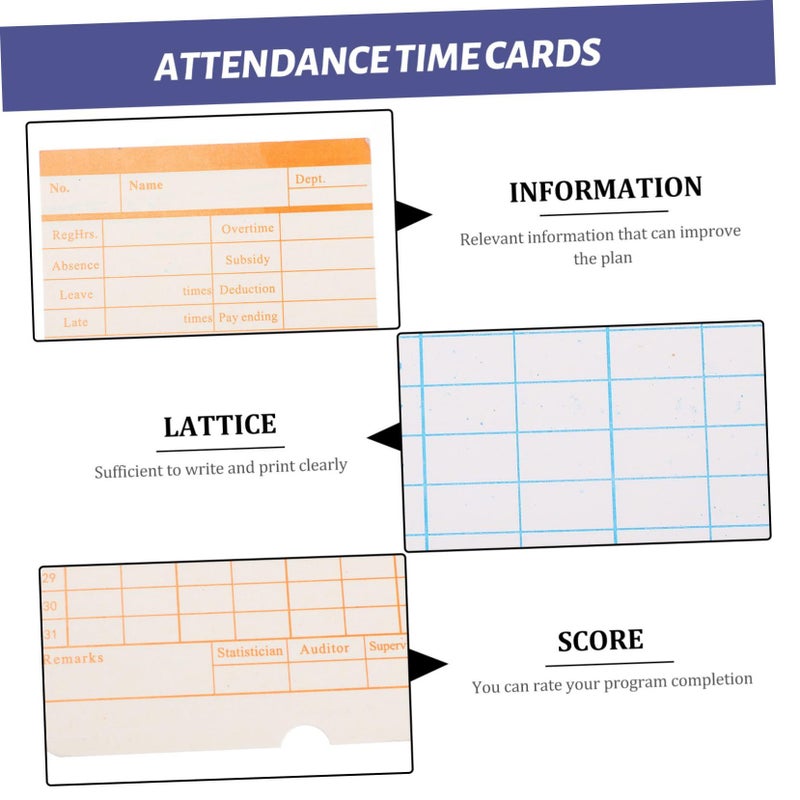 Double Sided Attendance Cards 100 Sheets For Office Time Clock Portable Employee Timecards - Image 3