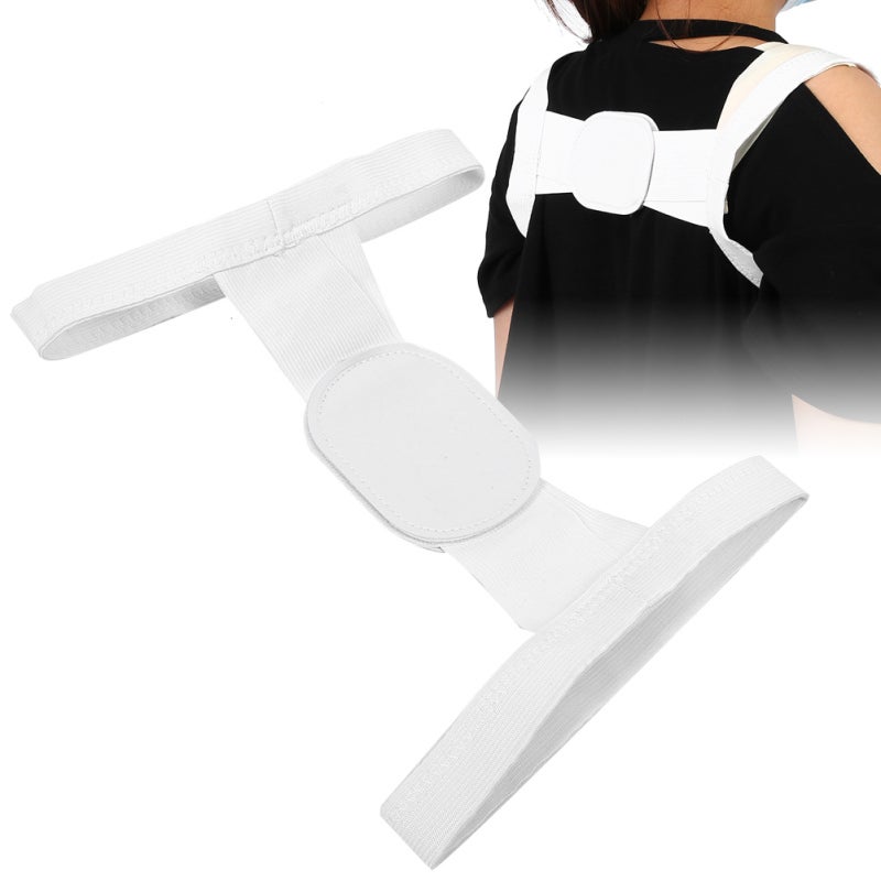 Posture Corrector: Adjustable 1 White Soft Breathable Sweat-Absorbent Brace - Relieve Muscle Fatigue & Correct Hunchback for Men Women Daily Wear Under Or Outside Clothes - Image 2