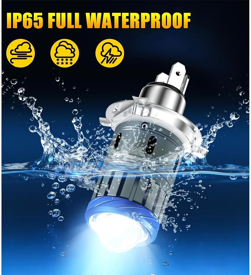 TERRIFI 2 Pack H4 LED Headlight Bulbs, Motorcycle 6000K White Hi Lo Beam, 26W Plug and Play IP65 Waterproof, Compatible with Most Bikes - Image 3