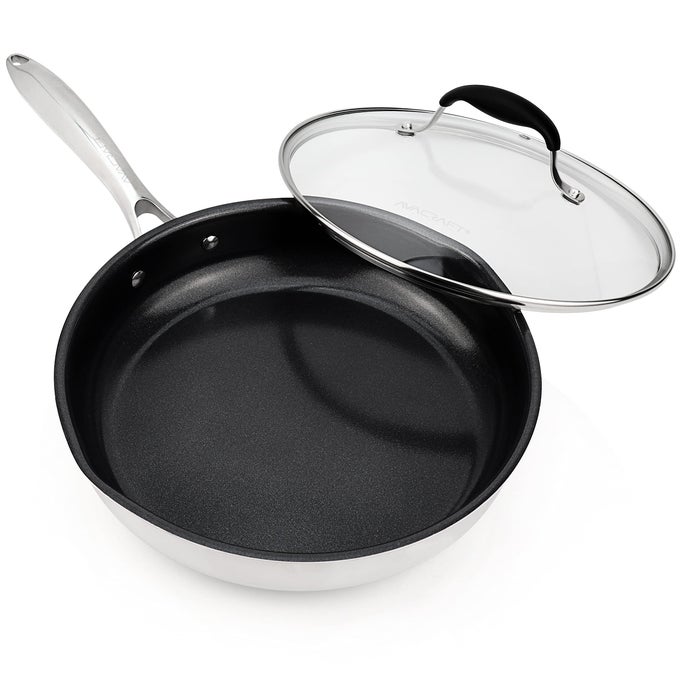 CERAMIC NONSTICK FRYING PAN WITH LID EGG PAN CERAMIC NONSTICK SKILLET 100 PFOA PTFE TOXINS FREE COOKING PAN BEST CERAMIC PANS FOR COOKING 10 INCH NONSTICK FRYING PAN