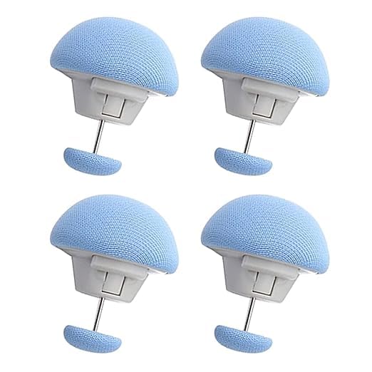 VATSHVI VATSHVI Duvet Clips Mushroom Quilt Fixing Pin for Bedding Accessories NonSlip Comforter Clips One Key to Unlock Duvet Clips Fasteners for Cushions Curtains Socks Blue Set of 4  - Image 1