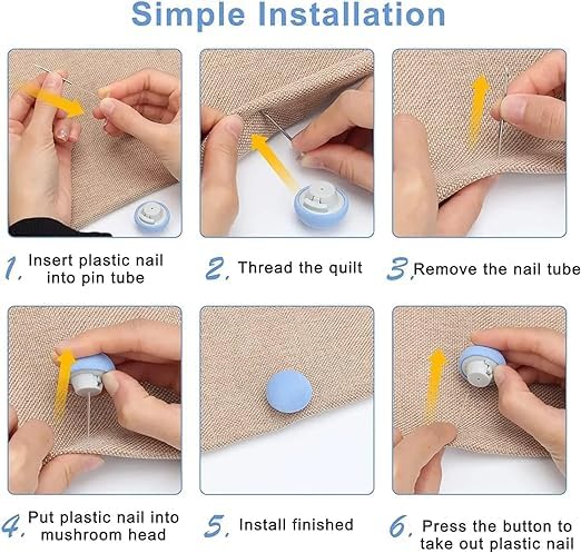 VATSHVI VATSHVI Duvet Clips Mushroom Quilt Fixing Pin for Bedding Accessories NonSlip Comforter Clips One Key to Unlock Duvet Clips Fasteners for Cushions Curtains Socks Blue Set of 4  - Image 4