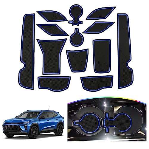 SKTU 2024 2025 2026 Chevy Trax Door Slot Mat for 2024 2025 2026 Chevrolet Trax LS1RSLT2RSACTIV 20242026 Trax Accessories 14PCS Fit 2024 Trax Door Compartment Cup Center Console Liners Blue - Image 1