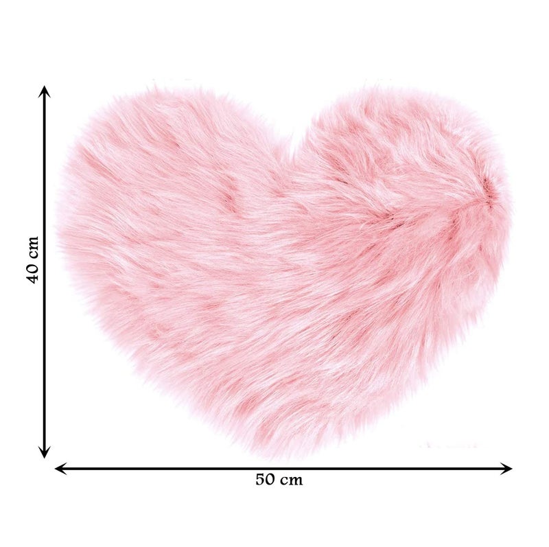 MEZON Love Heart Rugs Artificial Wool Sheepskin Hairy Carpet Soft Faux Floor Mat Fur Plain Fluffy Soft Area Rug for Living Bedroom 40x50 cm Multicolor - Image 3