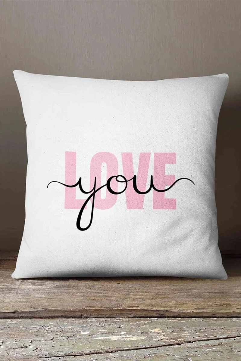 Cango Home Velvet Babyface White Pink Modern Love You Digital Printed Cushion Cover - CGH338