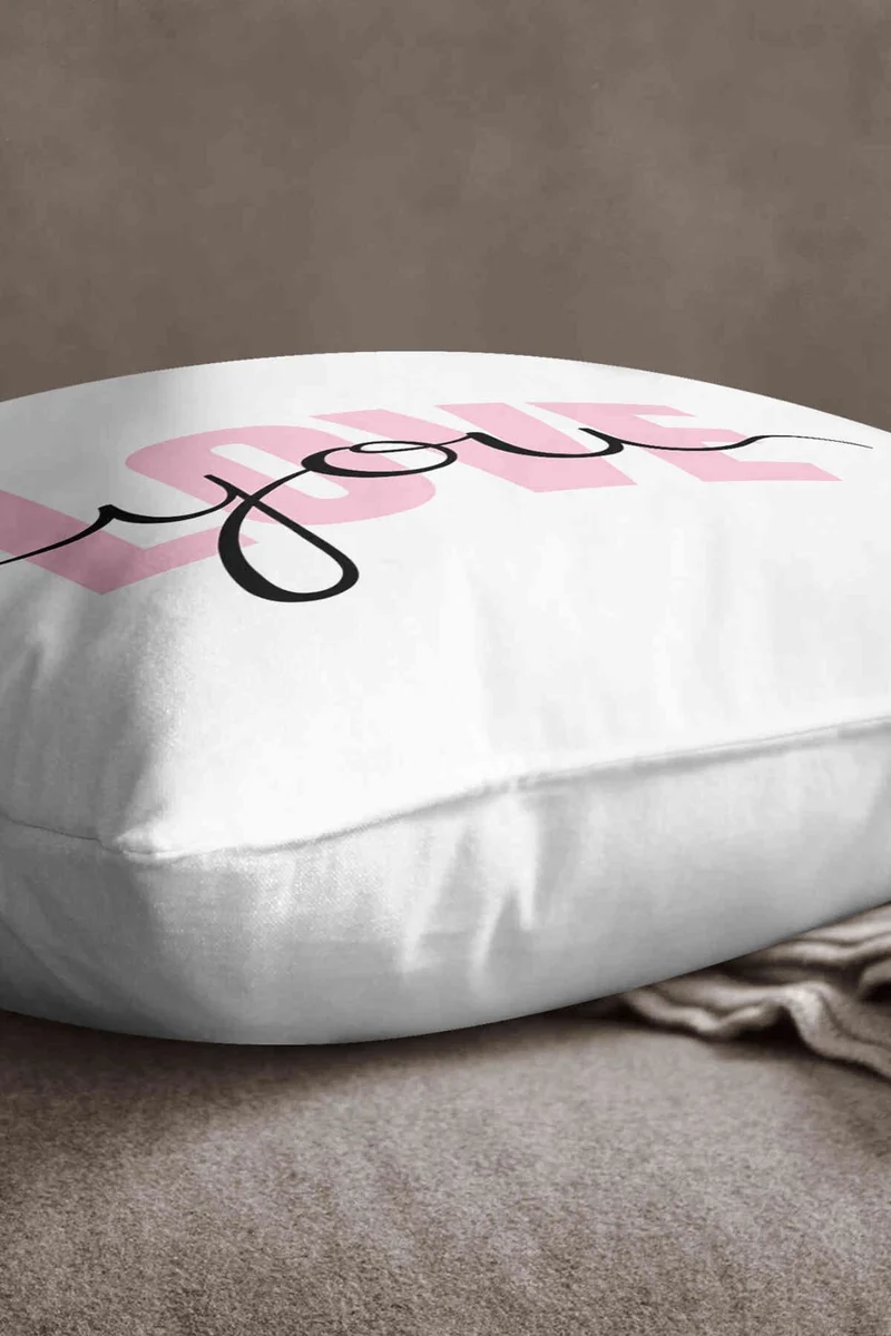 Cango Home Velvet Babyface White Pink Modern Love You Digital Printed Cushion Cover - CGH338