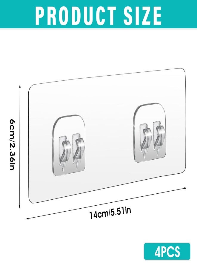 COMNICO 4 Pack Shower Caddy Adhesive Hooks Replacement, Strong Self-Adhesive Sticker No Drilling Waterproof Hanging Hooks for Bathroom Storage Shelves Kitchen Racks (Double Hook,Transparent) - Image 2