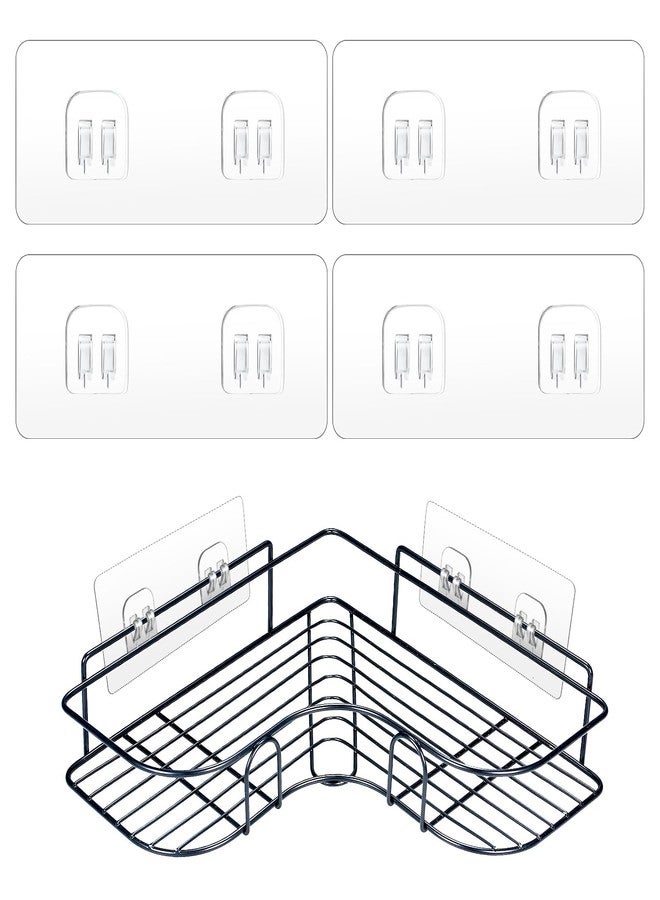 COMNICO 4 Pack Shower Caddy Adhesive Hooks Replacement, Strong Self-Adhesive Sticker No Drilling Waterproof Hanging Hooks for Bathroom Storage Shelves Kitchen Racks (Double Hook,Transparent) - Image 1