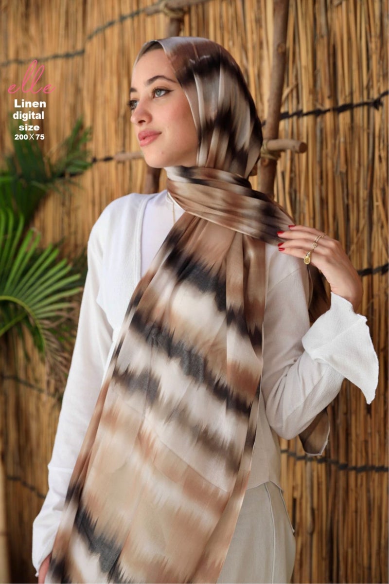 Luxury Linen Islamic Hijab Scarf for Women– Elegant Design for Daily Wear & Special Occasions – Size 200 × 75 cm