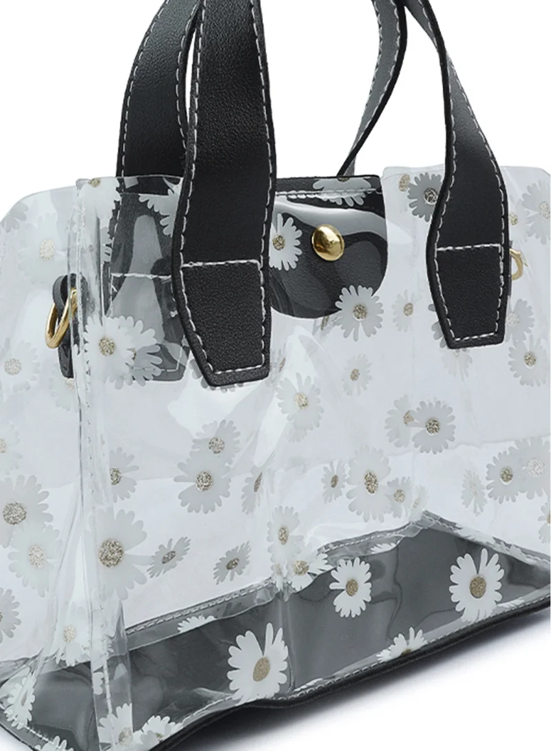 London Rag Black Daisy Floral Print Hand Bag