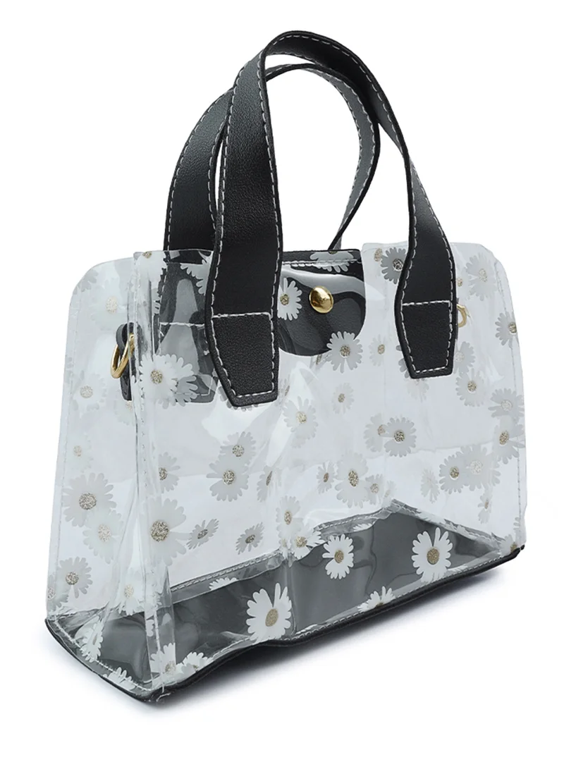 London Rag Black Daisy Floral Print Hand Bag