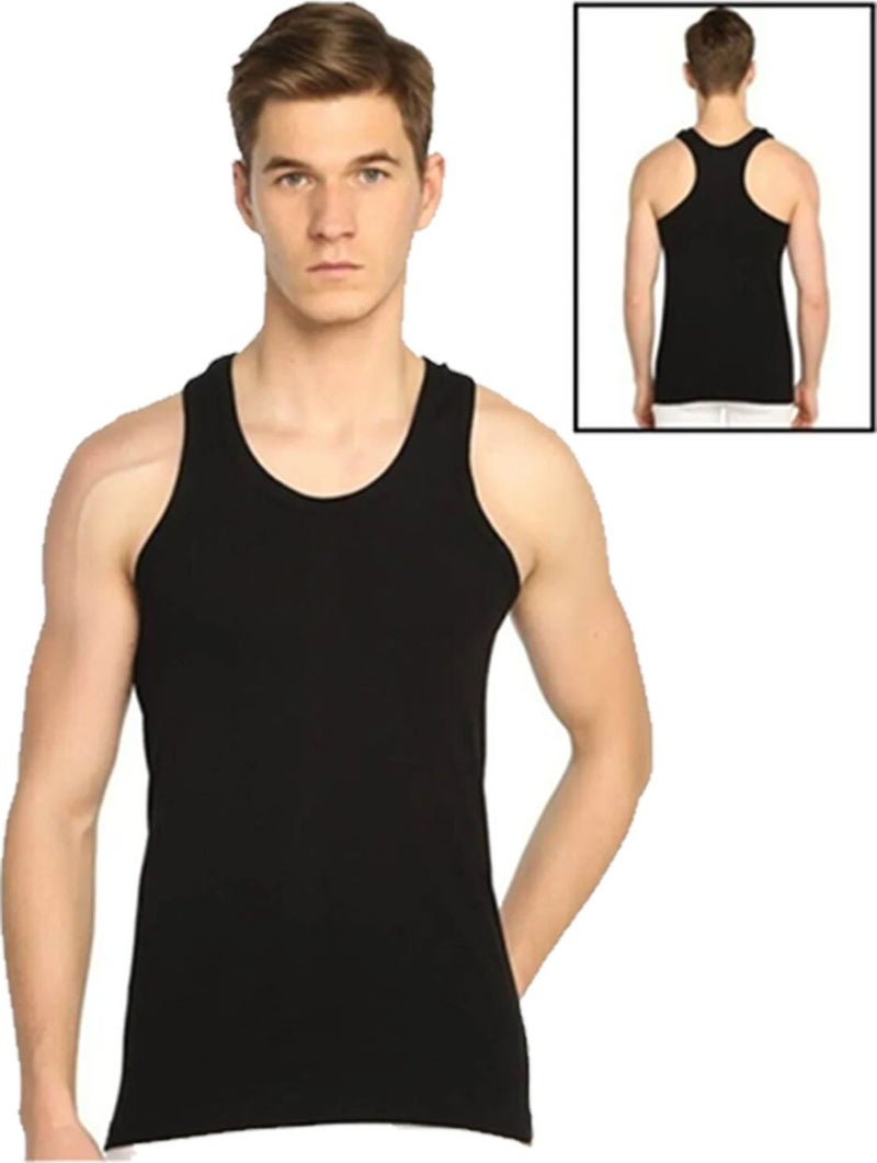 Belifanti Collection Men's Cotton 6 Pieces Black Sports Undershirt Set of 6  - Image 3