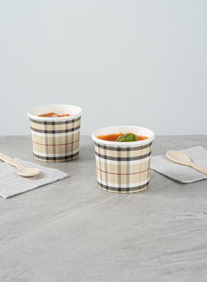 Restaurantware Coppetta 3-Ounce Dessert Cups, 200 Disposable Ice Cream Cups - Lids Sold Separately, Sturdy, Plaid Paper FroYo Bowls, For Hot And Cold Foods, Perfect For Gelato Or Mousse - Image 4