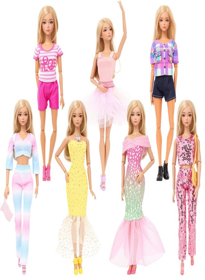 BARWA 21 Pcs Doll Clothes and Accessories Includes 3 Pcs Mermaid Dress, Puffy Skirt 4 Sets Sequins Leisure Tops and Pants with 2 Bags, 2 Necklaces, 5 Shoes for 11.5 Inch Girl Dolls - Image 2