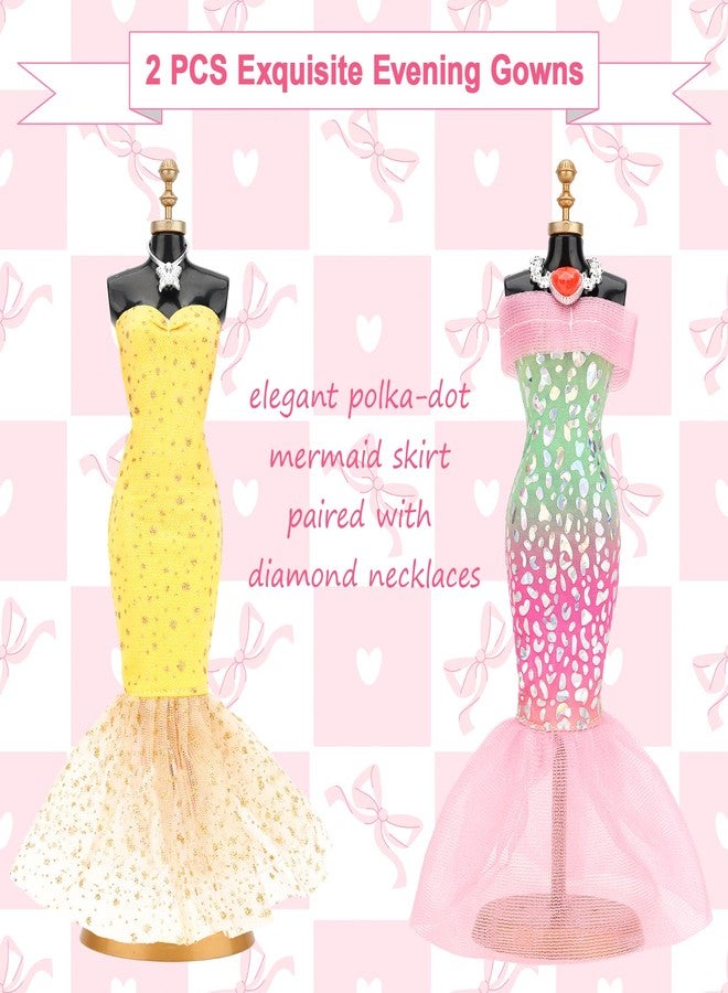 BARWA 21 Pcs Doll Clothes and Accessories Includes 3 Pcs Mermaid Dress, Puffy Skirt 4 Sets Sequins Leisure Tops and Pants with 2 Bags, 2 Necklaces, 5 Shoes for 11.5 Inch Girl Dolls - Image 3