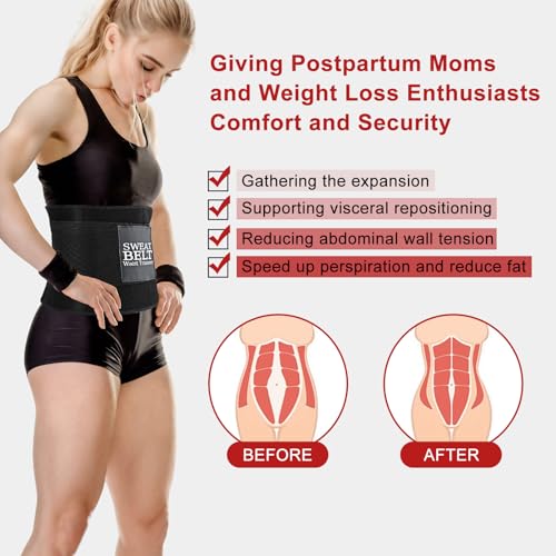 MORECOO Waist Trainer for Women - 9.75" Double Wrap Waist Trimmer & Sweat Band for Weight Loss, Tummy Control, Workout & Postpartum Recovery Neoprene Body Shaper Black - Image 5