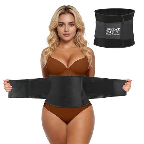 MORECOO Waist Trainer for Women - 9.75" Double Wrap Waist Trimmer & Sweat Band for Weight Loss, Tummy Control, Workout & Postpartum Recovery Neoprene Body Shaper Black - Image 1