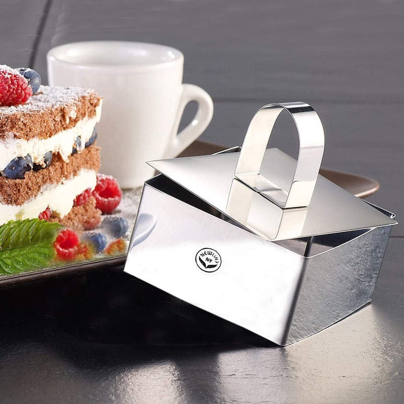 NEWLINE NY NewlineNY Stainless Steel Dessert Rings (12 Pcs) Round Square Rectangular Appetizers Molded Salads, Cakes Mousse Molding Layering Cake Cutter - Image 4