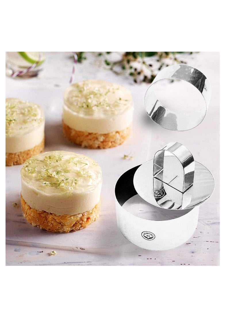 NEWLINE NY - NewlineNY Stainless Steel Dessert Rings (12 Pcs) Round Square Rectangular Appetizers Molded Salads, Cakes Mousse Molding Layering Cake Cutter - Image 1