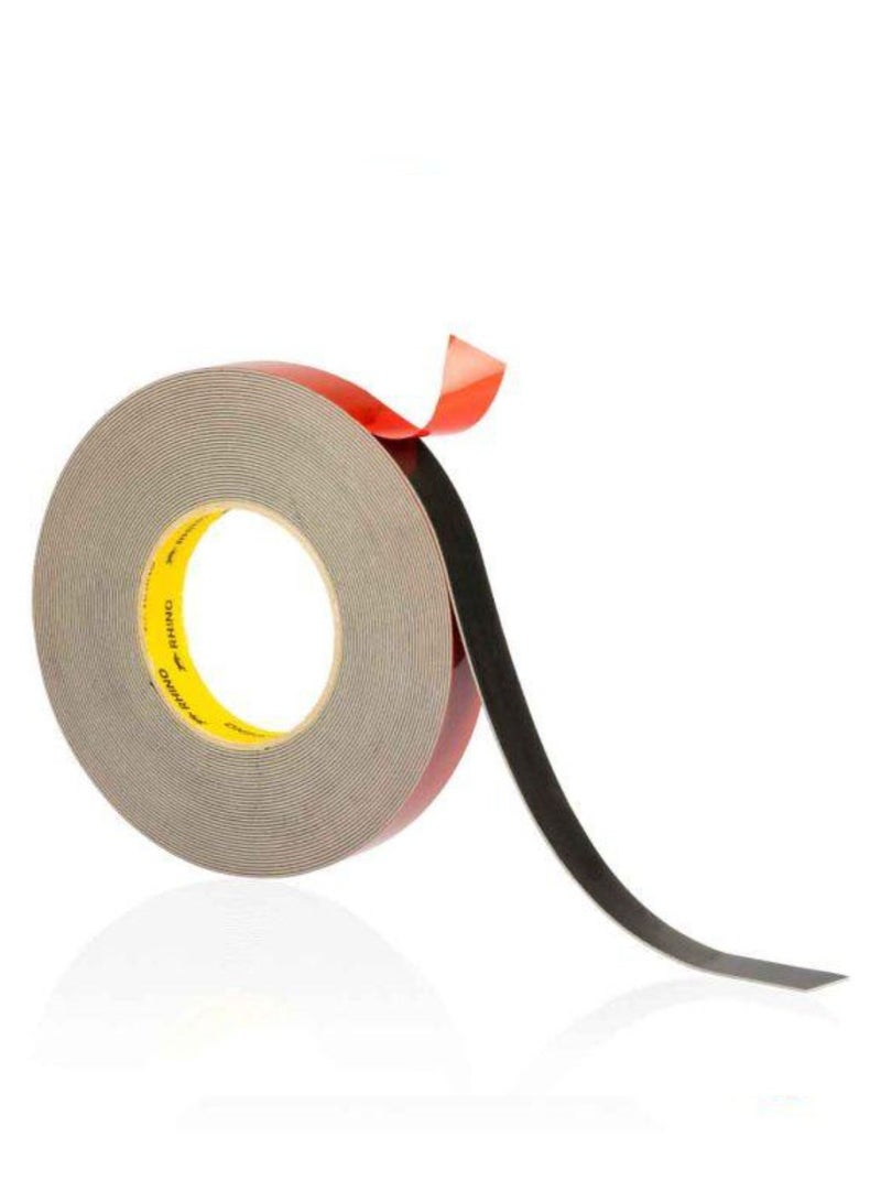 RHINOMOTIVE - شريط لاصق مزدوج الجوانب متميز 22MM X 18M يستخدم لتشكيلات الجسم الجانبية الخفيفة، حواف العجلات، تشكيلات حواف الأبواب، لوحات الزينة الداخلية، حاويات الهوائيات، الشارات، والعديد من الاستخدامات الأخرى رمادي - Image 1