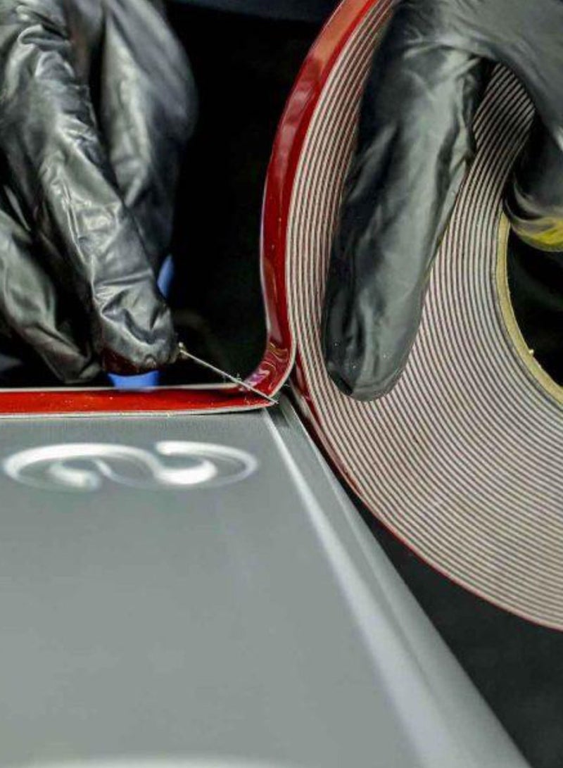 RHINOMOTIVE - شريط لاصق مزدوج الجوانب متميز 22MM X 18M يستخدم لتشكيلات الجسم الجانبية الخفيفة، حواف العجلات، تشكيلات حواف الأبواب، لوحات الزينة الداخلية، حاويات الهوائيات، الشارات، والعديد من الاستخدامات الأخرى رمادي - Image 5