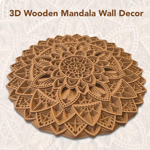 Ekhasa 3D Laser Cut Mandala Wooden Wall Art Decor - Carved Round Wall Hanging, Circular Mandala Art for Living Room, Handcrafted Wood Carving Wall Decor, Perfect Wooden Flower Wall Art for Home Decoration - Image 4