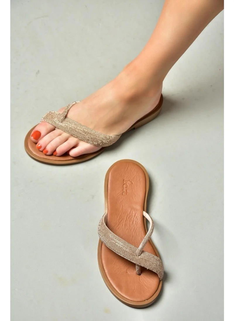 فوكس شوز S250050109 Tan Stone Flip Flops Women's Slippers