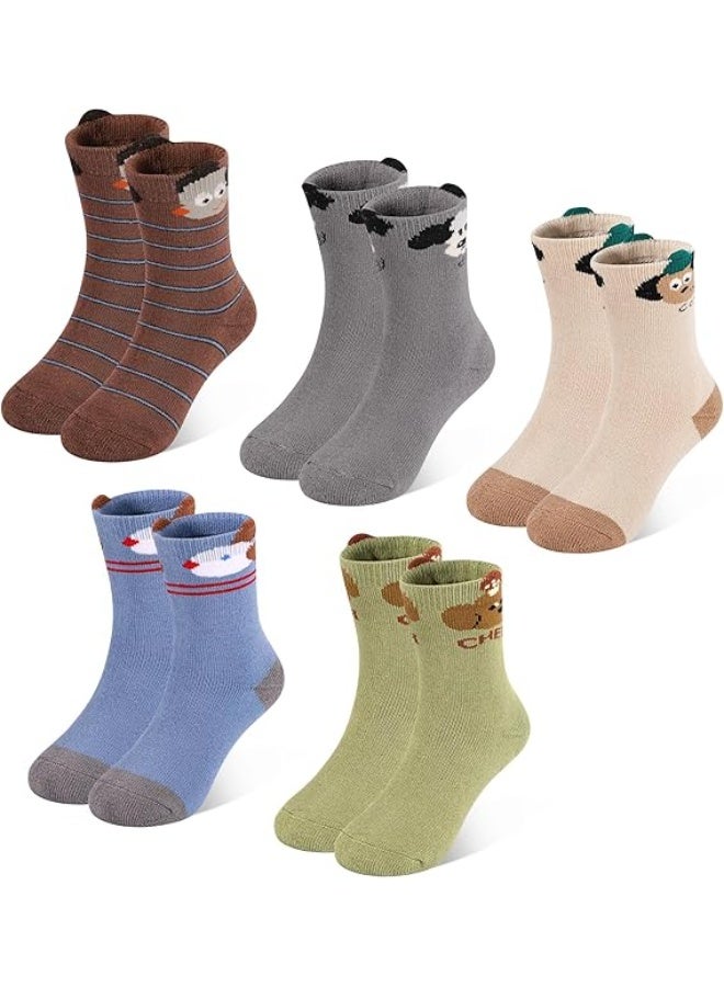 Bukela Kids Socks Boys Socks Thermal Hiking Winter Warm Boot Cotton Crew Sock for Kids Toddler Children 3-5 Years(5 Packs) - Image 1