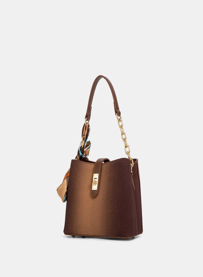 BAGCO Women’s Elegant Handbag with Scarf Accent - Small Shoulder Bag with Top Handle & Detachable Strap - Stylish PU Leather Purse with Gold Chain Detail (Off White) - Image 5