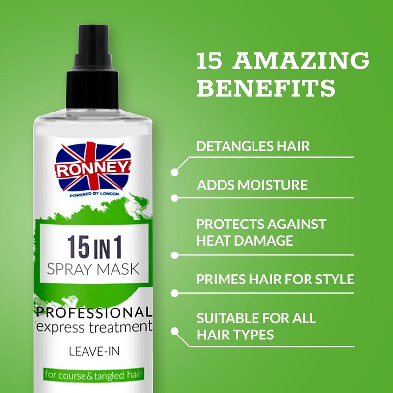 RONNEY 15in1 Leave in Conditioner Spray for Glossy Hair | Hair Detangling Spray & Heat Protector - Moisturise & Nourish | Professional Leave-in Hair Conditioner for Curly Hair - Shine Spray - Image 1