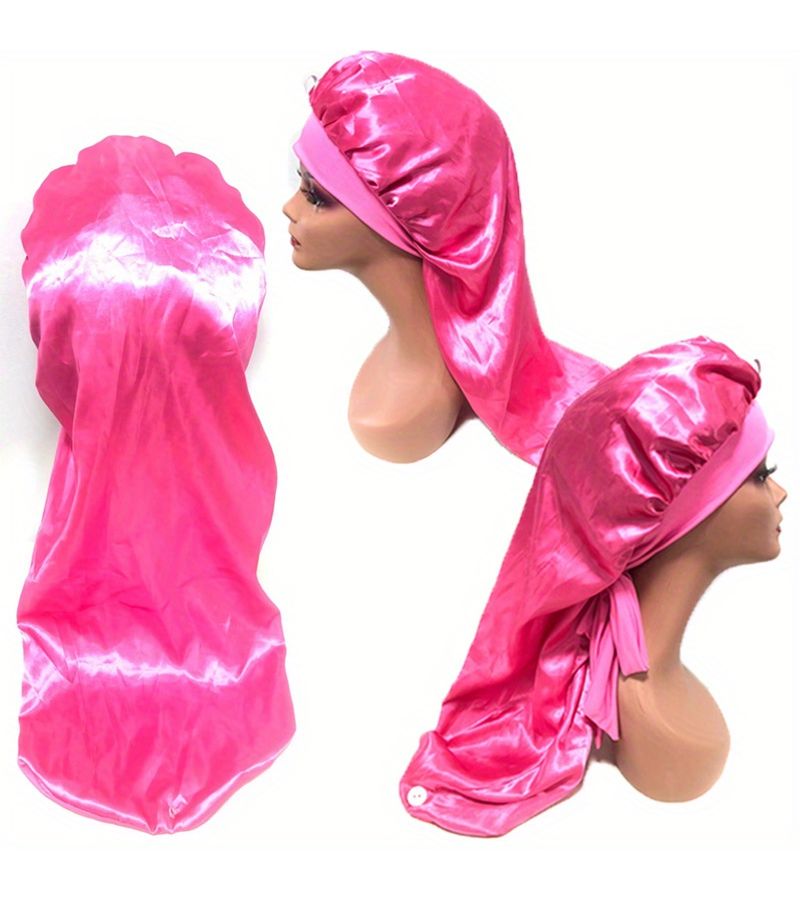3pcs Satin Sleeping Cap For Women Long Hair Color Combination 1 High Elastic Breathable Hair Protection - Image 3