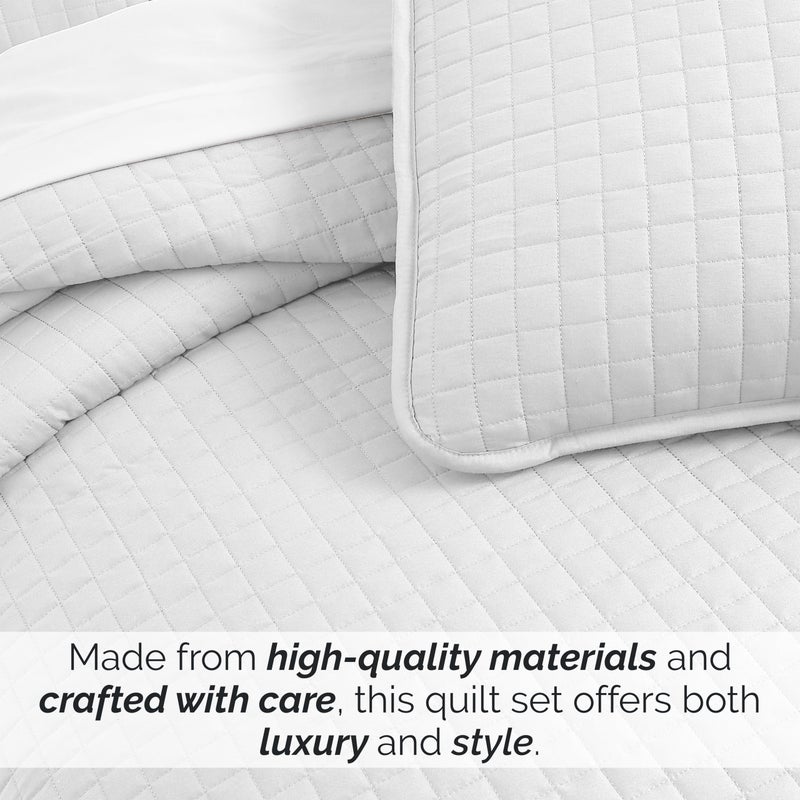 Southshore Fine Living, Inc. XL Twin Quilt Set, Microfiber Quilted Bedspread, Twin Bedding Coverlet Set with Pillow Sham, Wrinkle-Free, Stain & Pet Hair Resistant Bedding, Bright White Quilt - Image 3