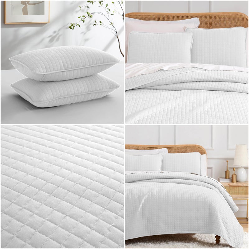 Southshore Fine Living, Inc. XL Twin Quilt Set, Microfiber Quilted Bedspread, Twin Bedding Coverlet Set with Pillow Sham, Wrinkle-Free, Stain & Pet Hair Resistant Bedding, Bright White Quilt - Image 5