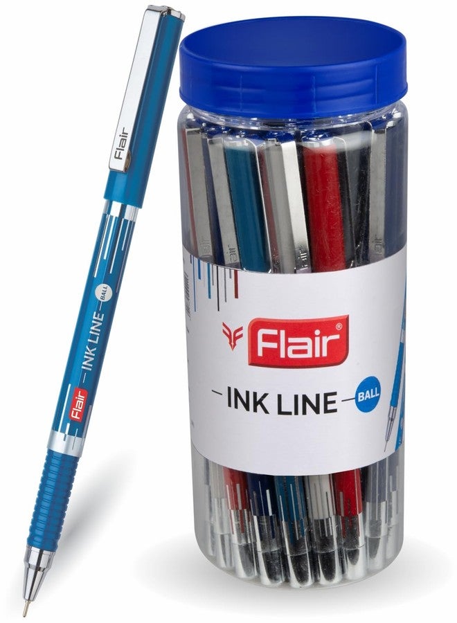 فلير مجموعة أقلام حبر جاف FLAIR Inkline في برطمانات | خفيفة الوزن وألوان جذابة | تجربة كتابة سلسة وواضحة | قلم متين وقابل لإعادة التعبئة | حبر أزرق، 25 قلمًا في برطمان - Image 1