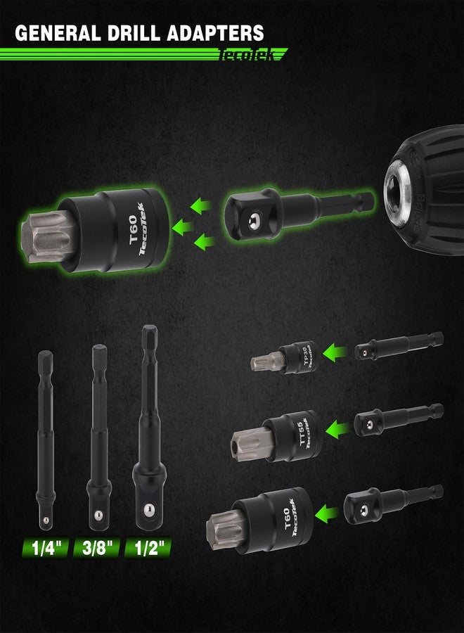 TecoTek 67-Piece Master Torx Bit Socket and External Torx Socket Set, 1/4", 3/8" and 1/2" Drive, S2 and Cr-V Steel, E4 - E24, T6 - T70, TT6 - TT70, TP8 - TP60, Includes 7PCS Socket Adapters - Image 4