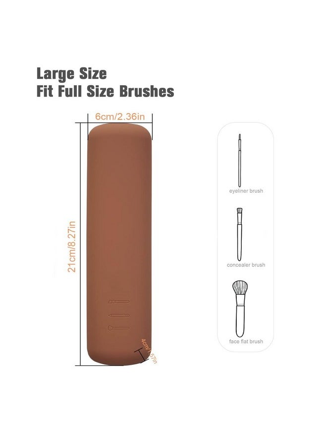 INOVERA (LABEL) INOVERA Silicone Makeup Brush Holder - Cosmetic Face Brushes Pouch - Magnetic Anti-Fall Out Makeup Organizer for Travel Dark Brown 6 cm Width  - Image 2