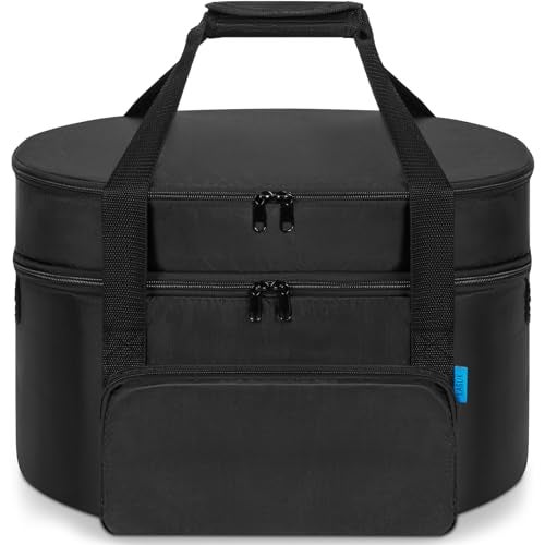 LASUK Double-Layer Slow Cooker Travel Bag Compatible with 6, 7, 8 Quart Crock-Pot, Insulated Travel Carrier with Easy to Clean Lining, Black - Image 2