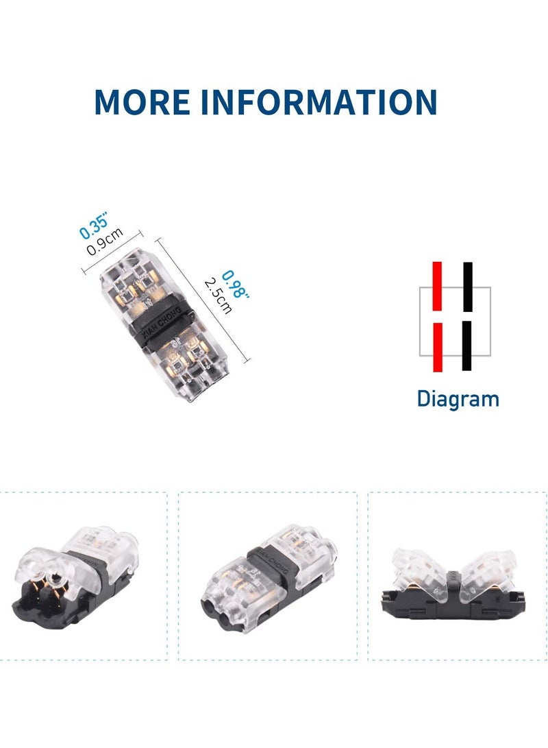 Excefore Low Voltage Wire Connectors, Wire Tap 20-24 Gauge Wire Connectors Splicer, I Type 2 Pins - 16 Pack - Image 5