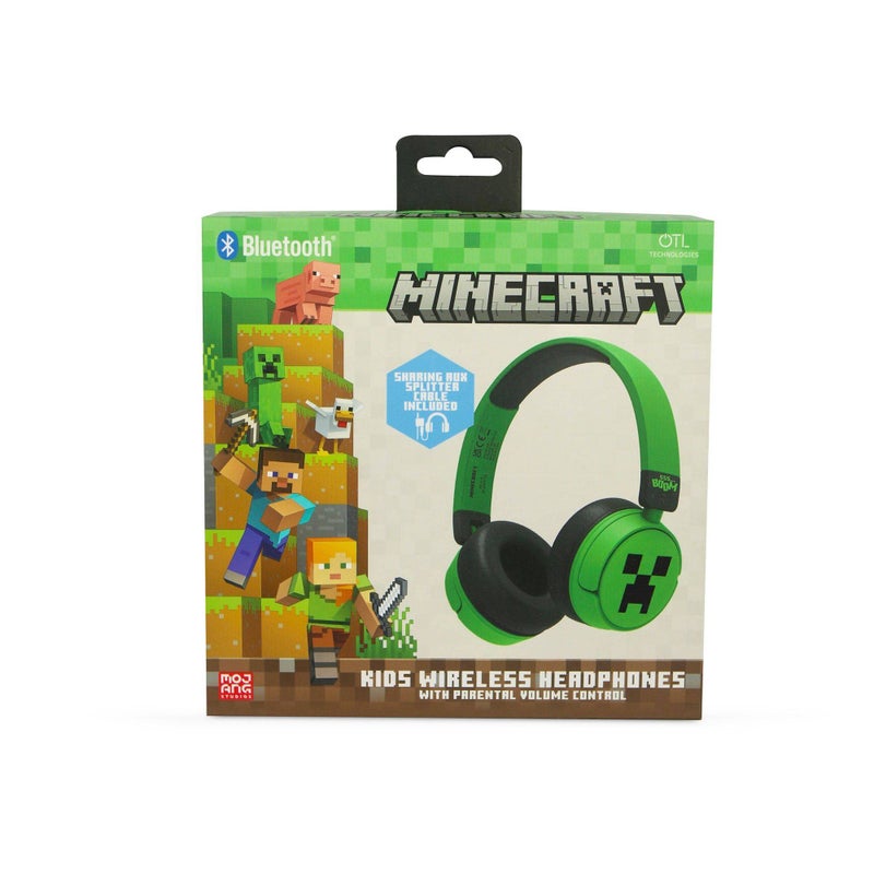 MINECRAFT سماعات بلوتوث لاسلكية من ماينكرافت كريبر (أخضر/أسود) - Image 1