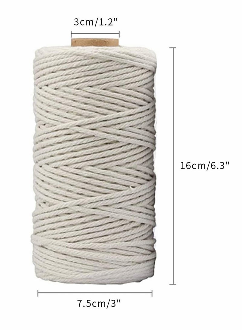 Macrame Cord,Natural Cotton Macrame String Twine,100 M, 3 MM Kitchen Bakers String for DIY Crafts,Tying Meat,Making Sausage and Packaging Decoration Macrame Hanging Yard - Image 3