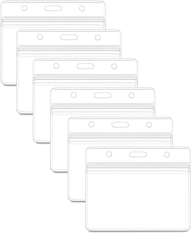 KingSom Horizontal Badge Holders Sealable Waterproof Clear Plastic Name Tag ID Card Holder (50Pcs) - Image 1
