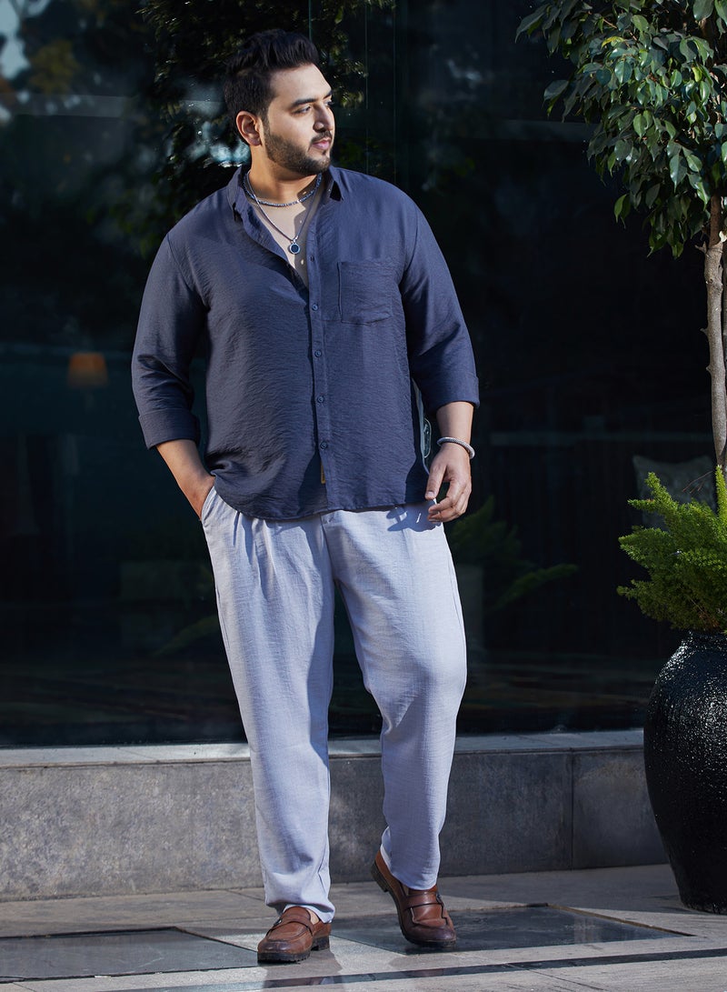 انستافاب بلس قميص رجالي مقاس كبير رمادي فحم مريح كاجوال - Image 5