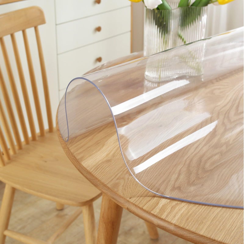 LovePads Round Clear Table Cover Protector 48 Inch, 2mm Thick Table Protector for Dining Room, Waterproof Plastic Cover PVC Vinyl Tablecloth, Circle Tabletop Protective Pad for Furnture Surface - Image 2