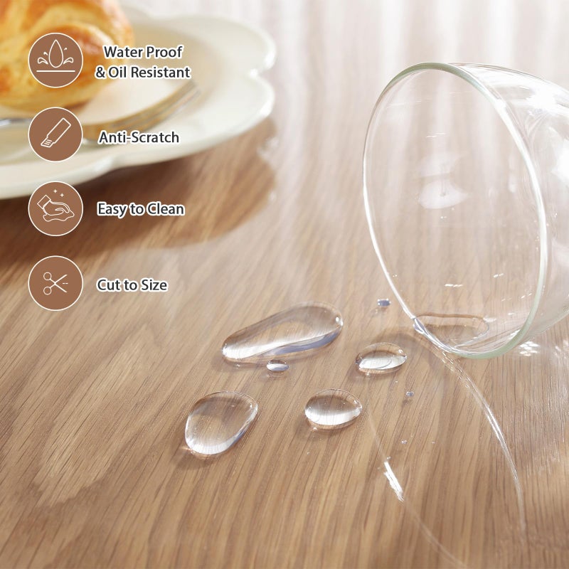 LovePads Round Clear Table Cover Protector 48 Inch, 2mm Thick Table Protector for Dining Room, Waterproof Plastic Cover PVC Vinyl Tablecloth, Circle Tabletop Protective Pad for Furnture Surface - Image 3